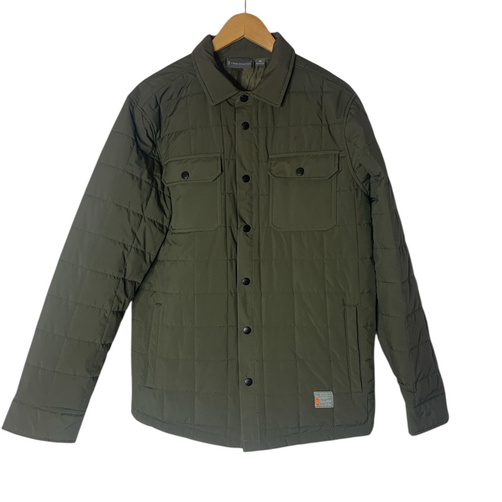 Free Country Olive Jacket Womens Repreve Series - Button Snap Soft Warm Size: M